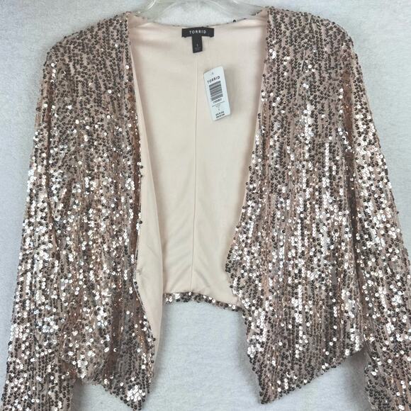 NWT Torrid Rose Gold Sequin Blazer Plus Size 1X Dressy Cocktail Formal Blingy - Picture 9 of 14
